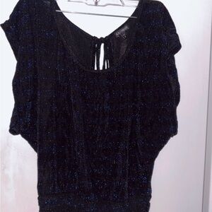 Express Black Dolman Sleeve Tie Front Blouse